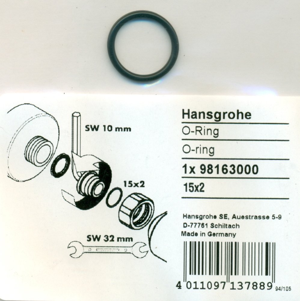 Hansgrohe 98163000 O-Ring 15x2 mm